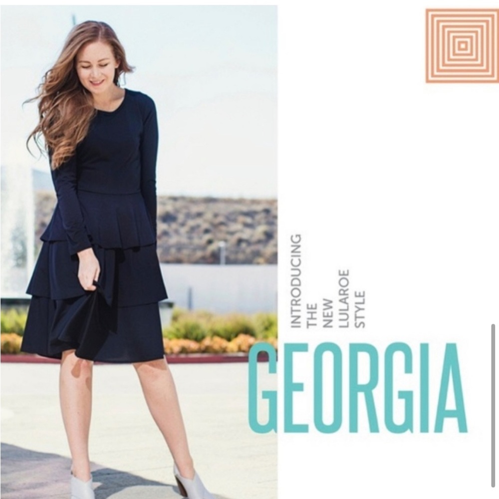 LuLaRoe Georgia NEW WITH TAGS black, ruffled tiered dress, long sleeves Size M
